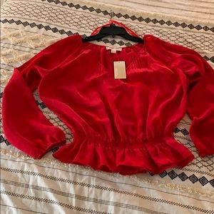 Michael Kors XL red peplum top NWT